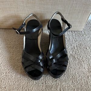 AGL BLACK WEDGE PLATFORM SANDALS SIZE 38.5